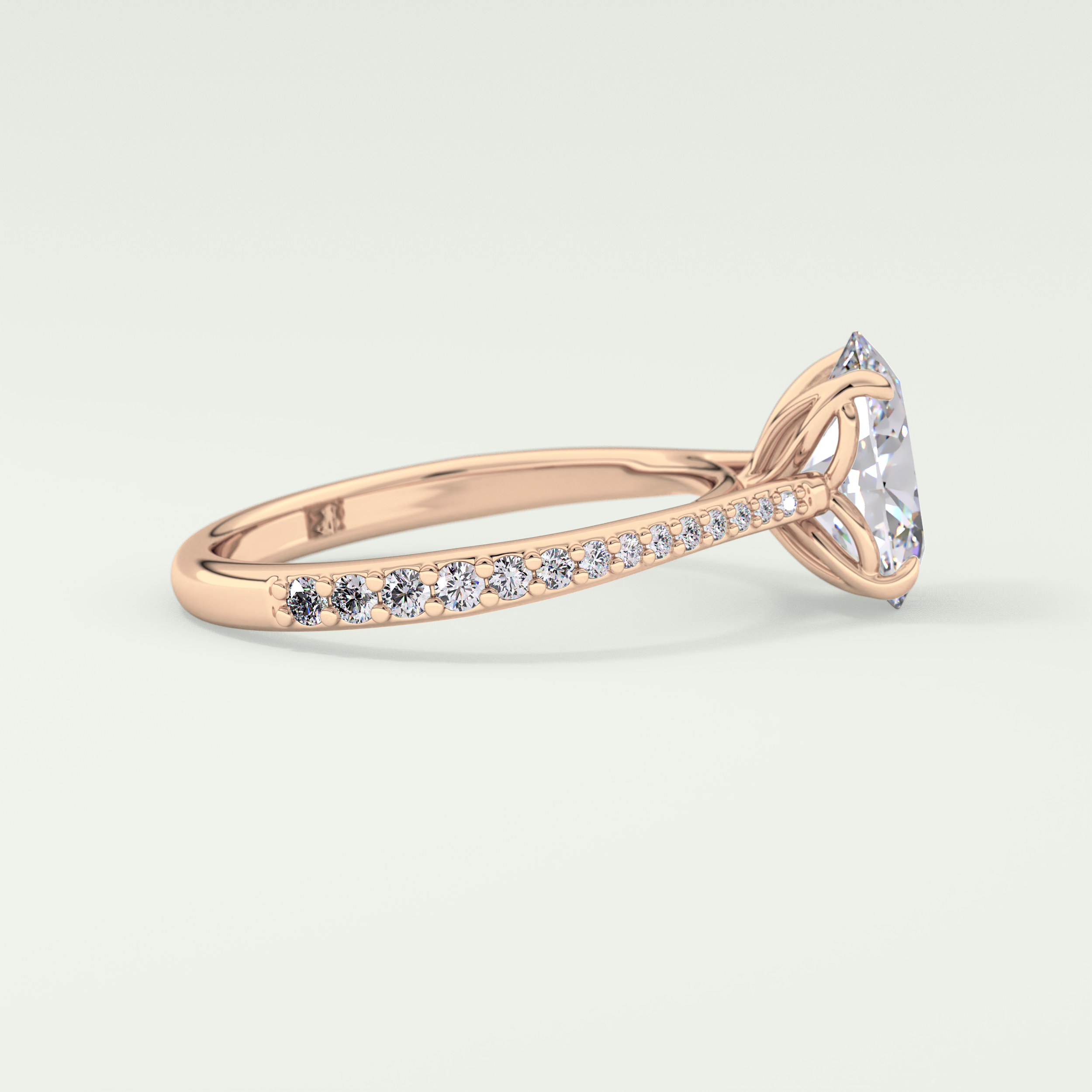 1.5 CT Oval Cut Pave Style Lab-Grown Diamond Engagement Ring 9