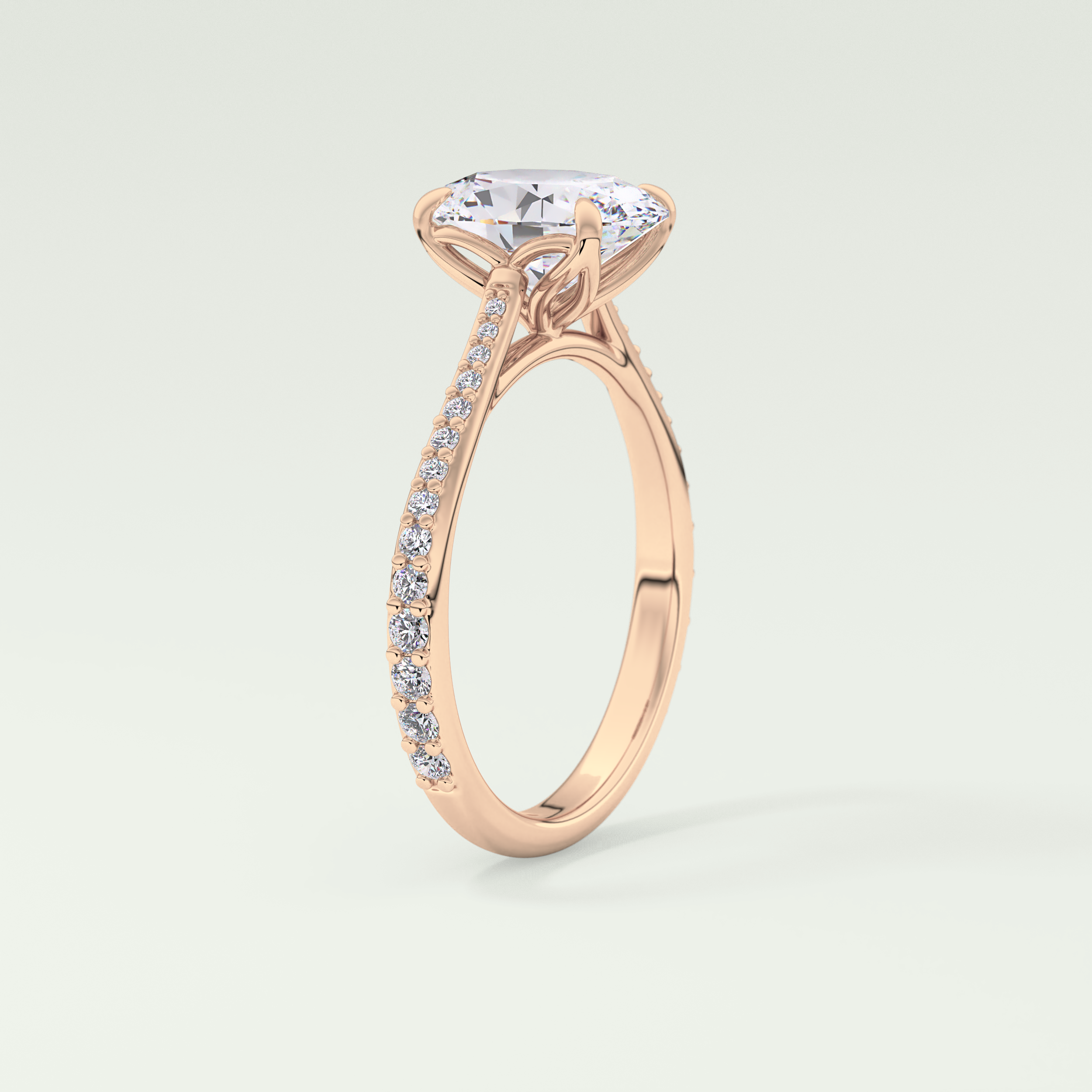 1.5 CT Oval Cut Pave Style Lab-Grown Diamond Engagement Ring 11