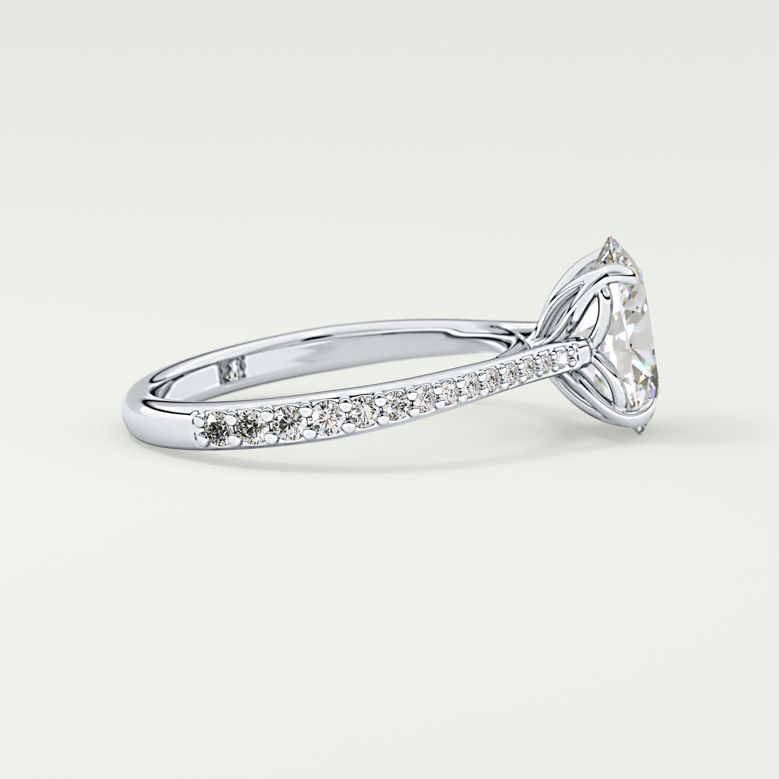 1.5 CT Oval Cut Pave Style Lab-Grown Diamond Engagement Ring 15