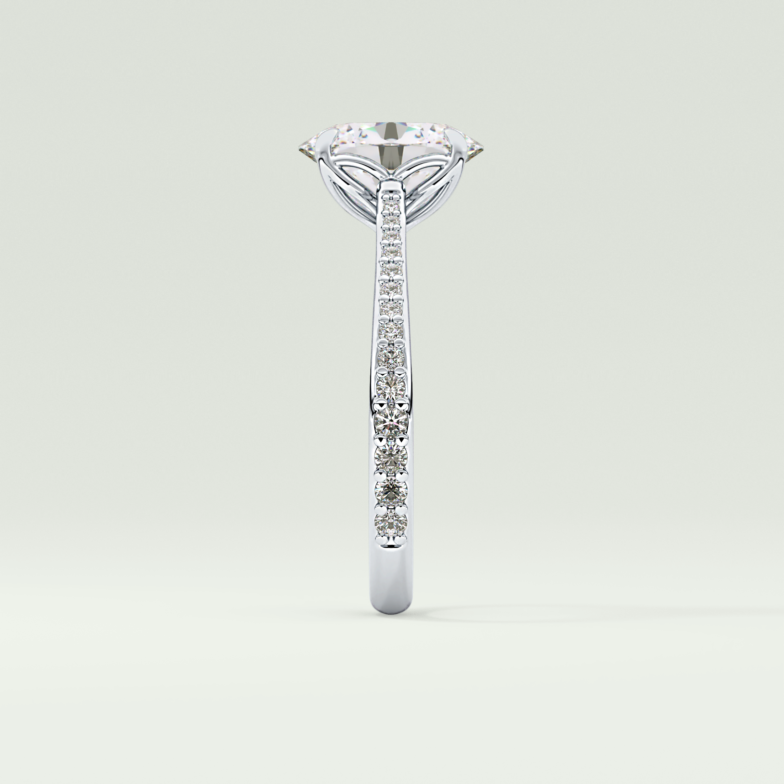1.5 CT Oval Cut Pave Style Moissanite Engagement Ring