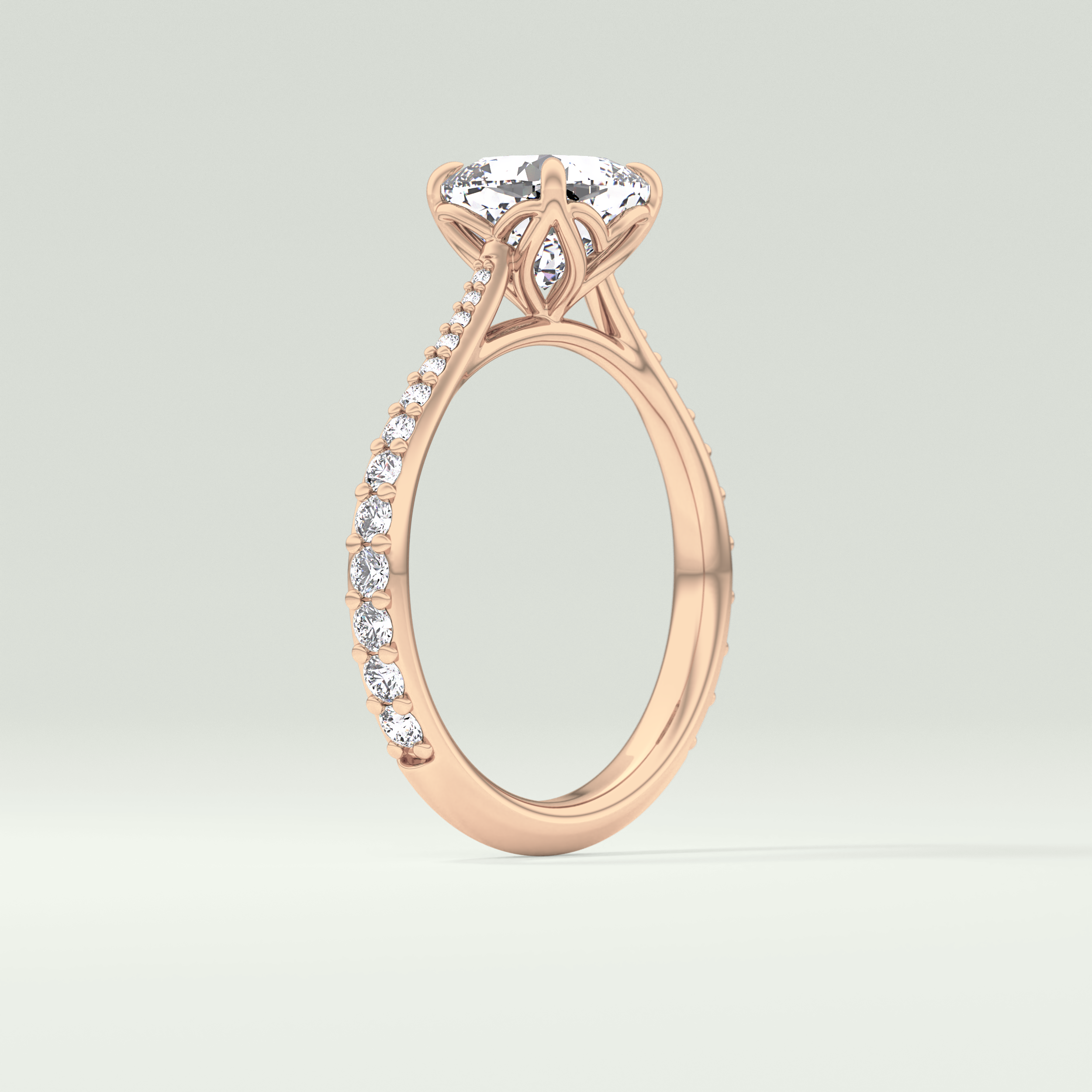 2.0 CT Cushion Cut Pave Style Moissanite Engagement Ring