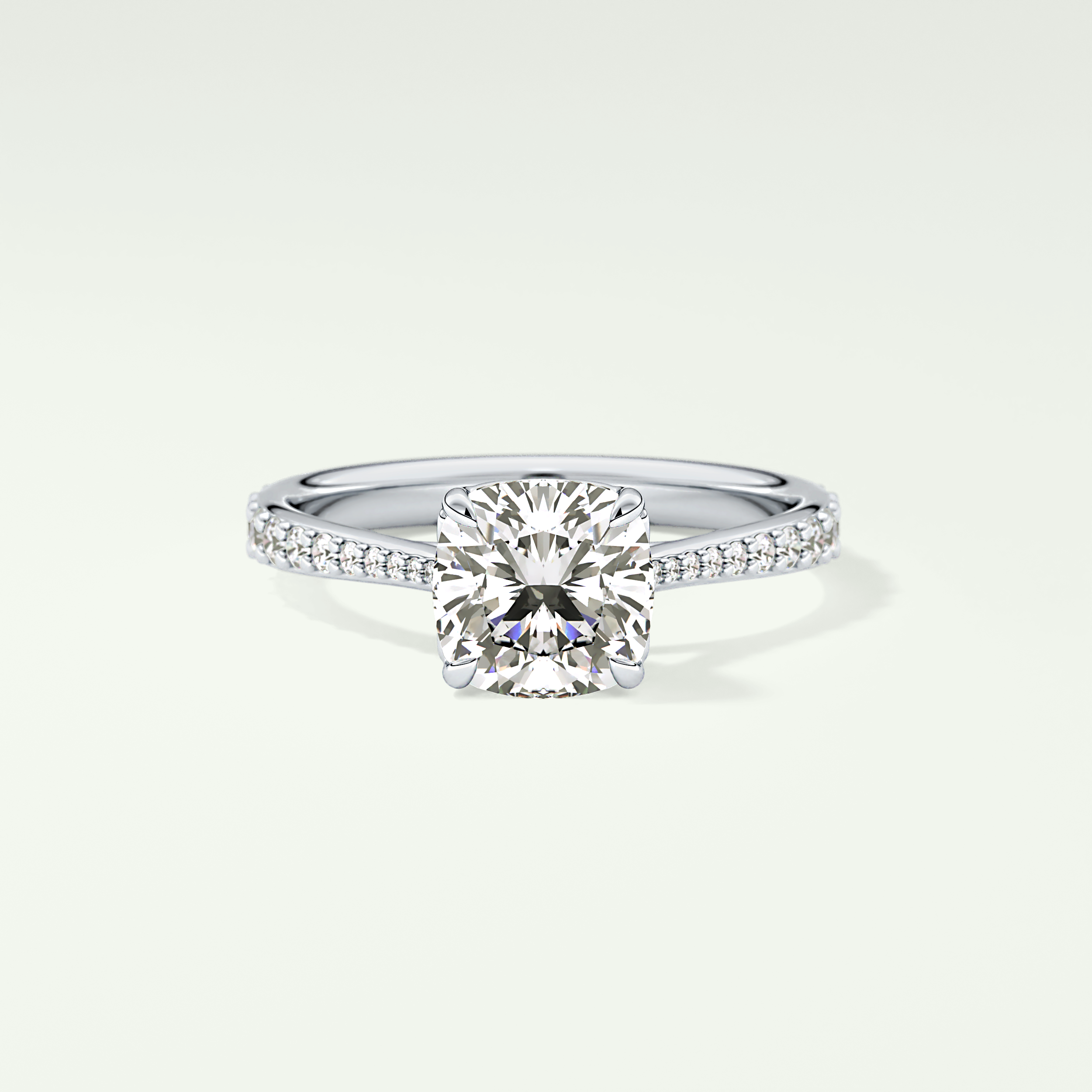 2.0 CT Cushion Cut Pave Style Lab-Grown Diamond Engagement Ring 13