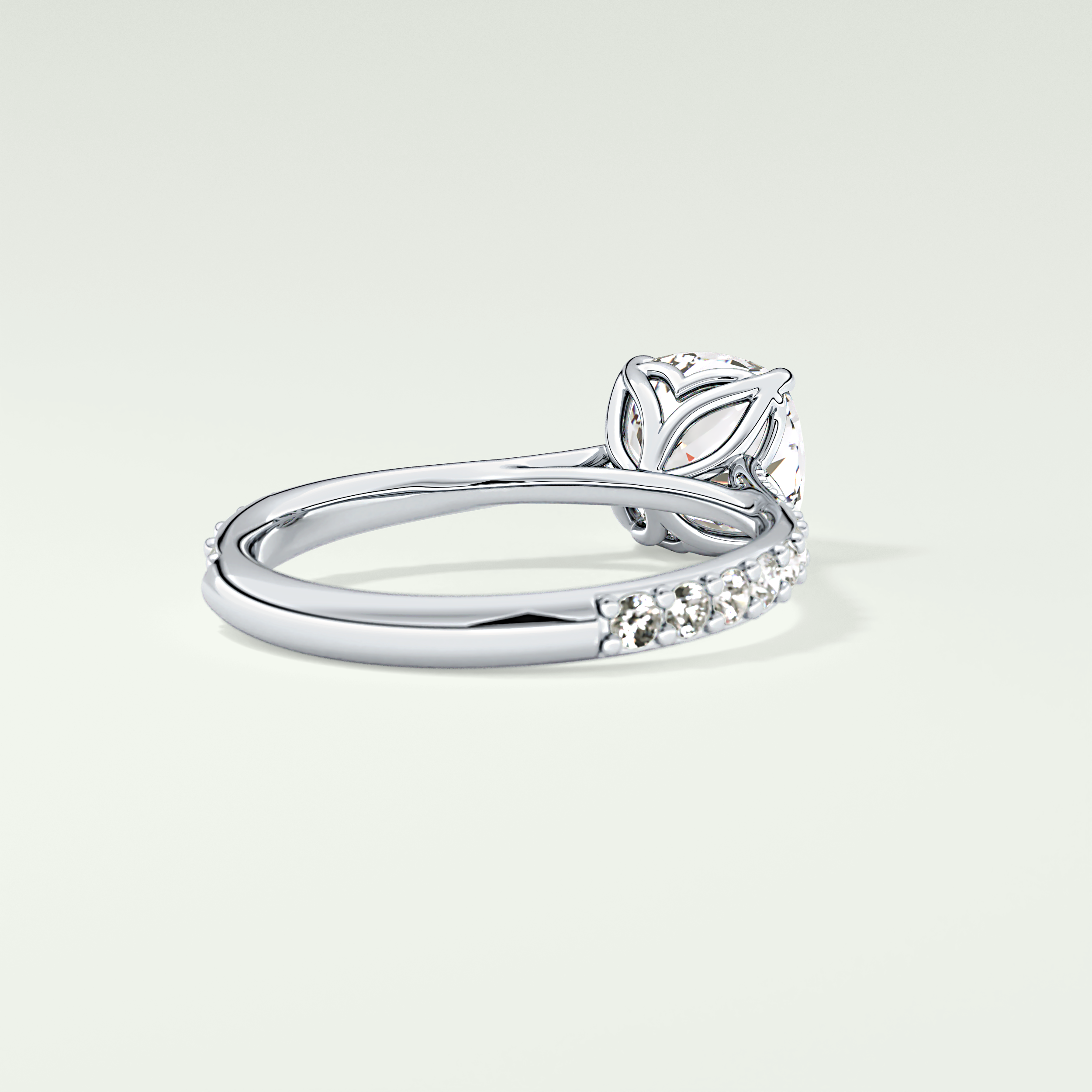 2.0 CT Cushion Cut Pave Style Lab-Grown Diamond Engagement Ring 14