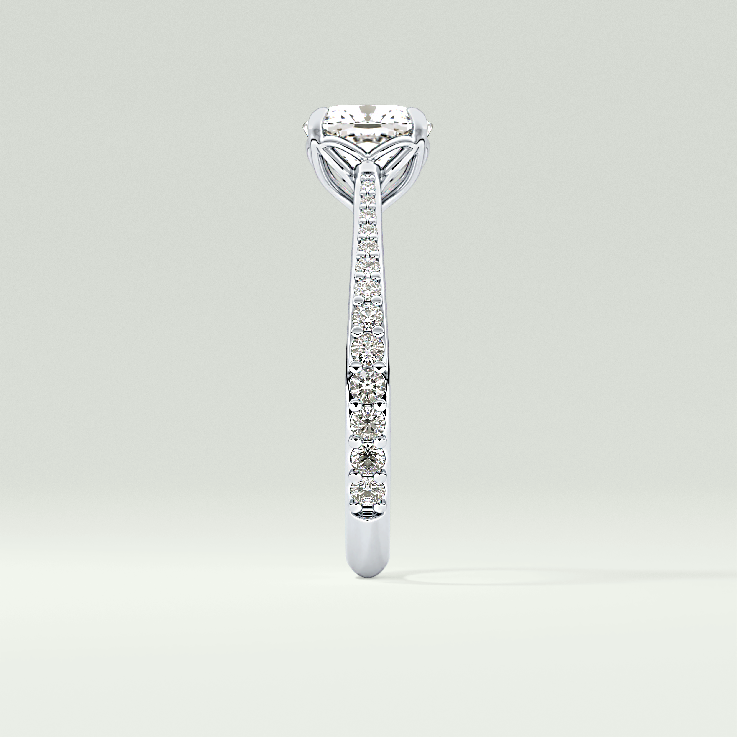 2.0 CT Cushion Cut Pave Style Lab-Grown Diamond Engagement Ring 16