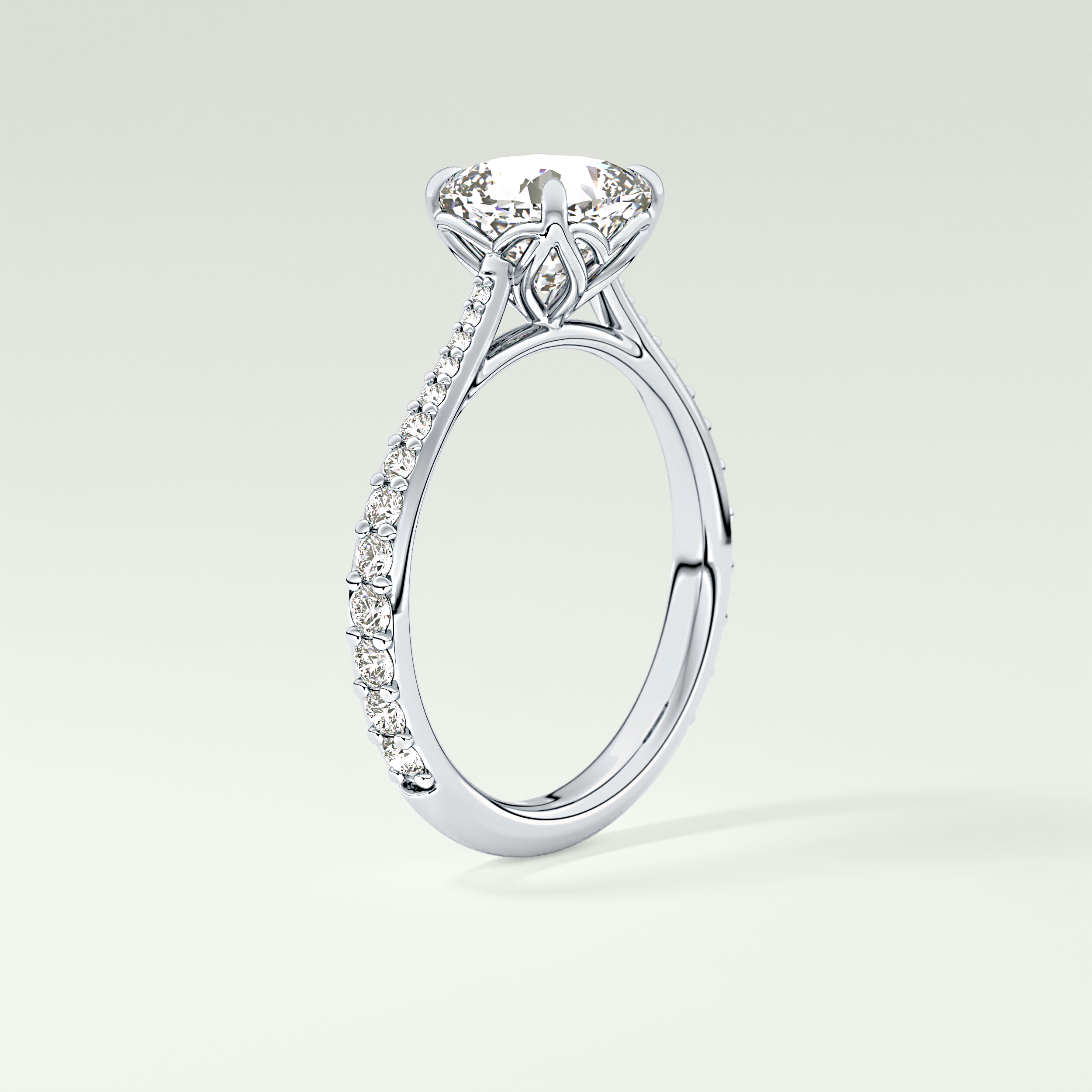 2.0 CT Cushion Cut Pave Style Lab-Grown Diamond Engagement Ring 17