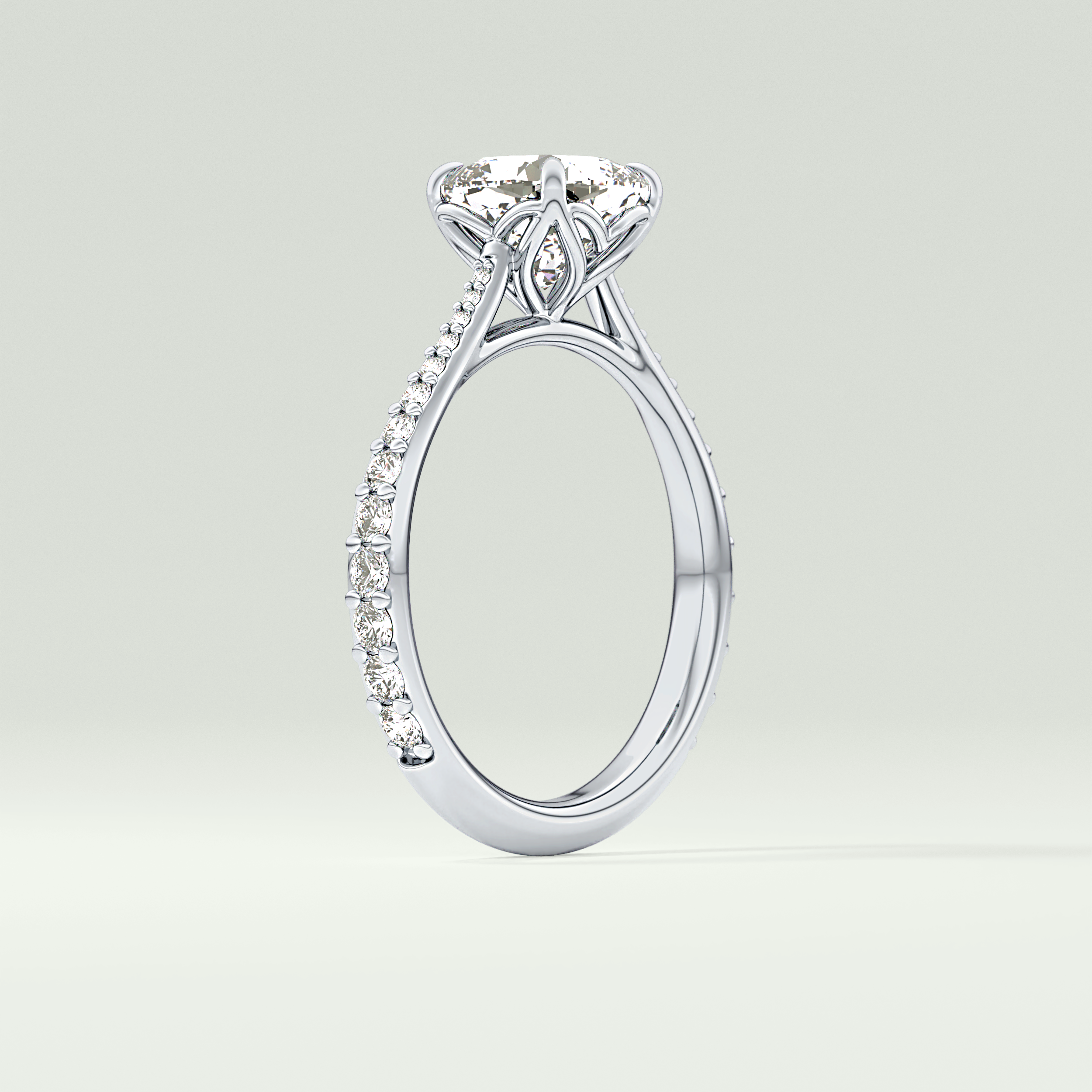 2.0 CT Cushion Cut Pave Style Lab-Grown Diamond Engagement Ring 18