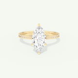 1.5 CT Marquise Cut Pave Style Lab-Grown Diamond Engagement Ring