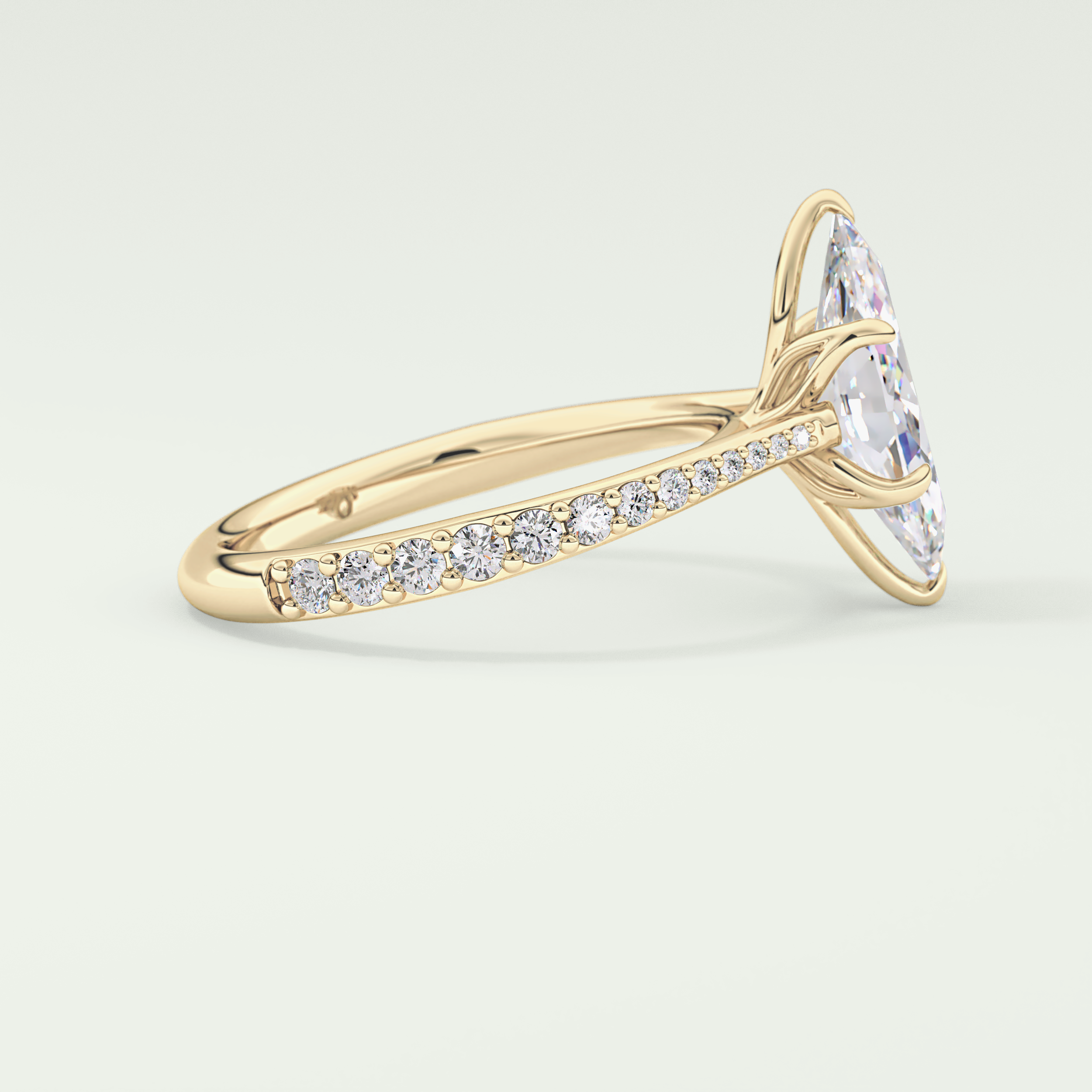 1.5 CT Marquise Cut Pave Style Moissanite Engagement Ring