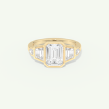 2.0 CT Emerald Cut Cluster Bezel Lab-Grown Diamond Engagement Ring