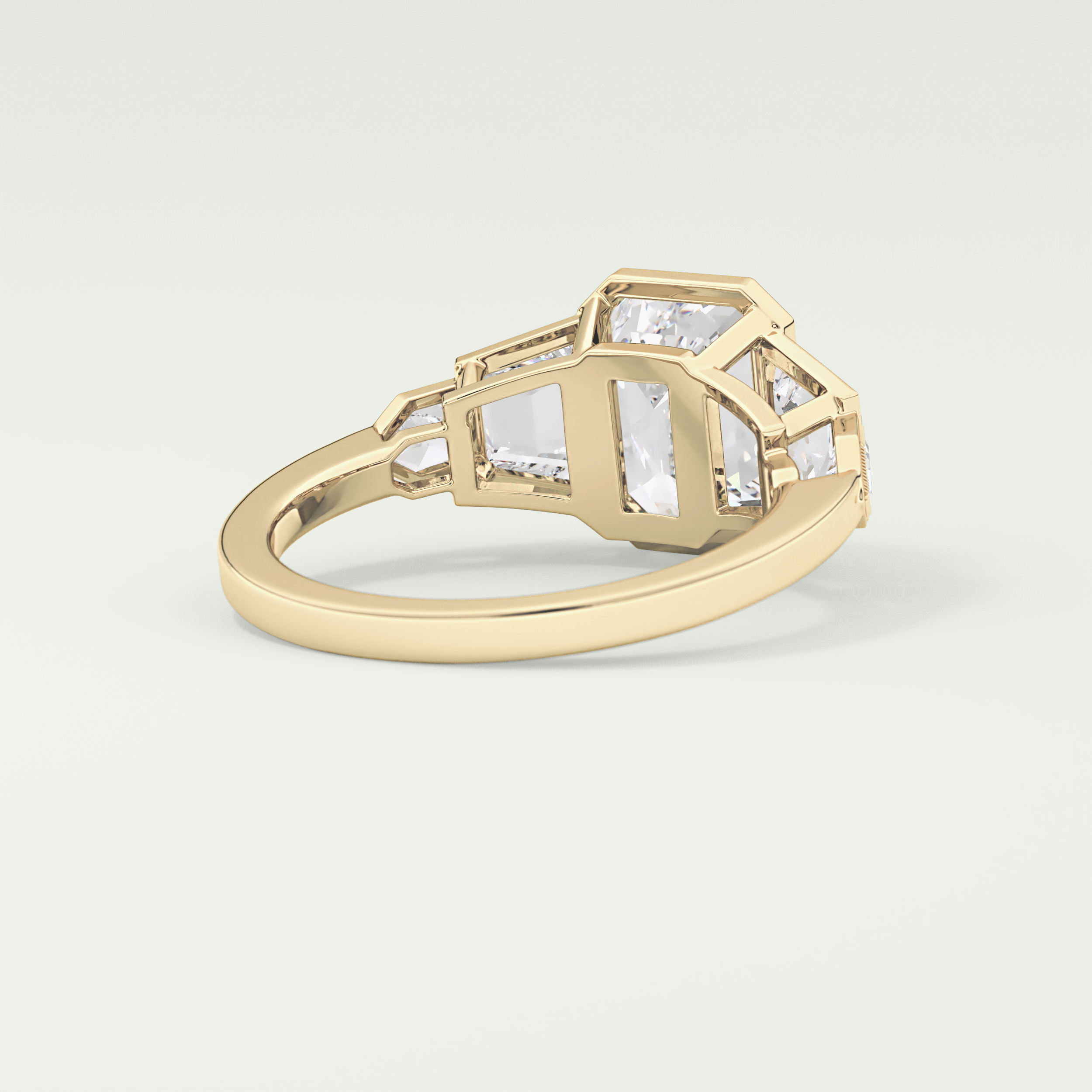 2.0 CT Emerald Cut Cluster Style Moissanite Engagement Ring
