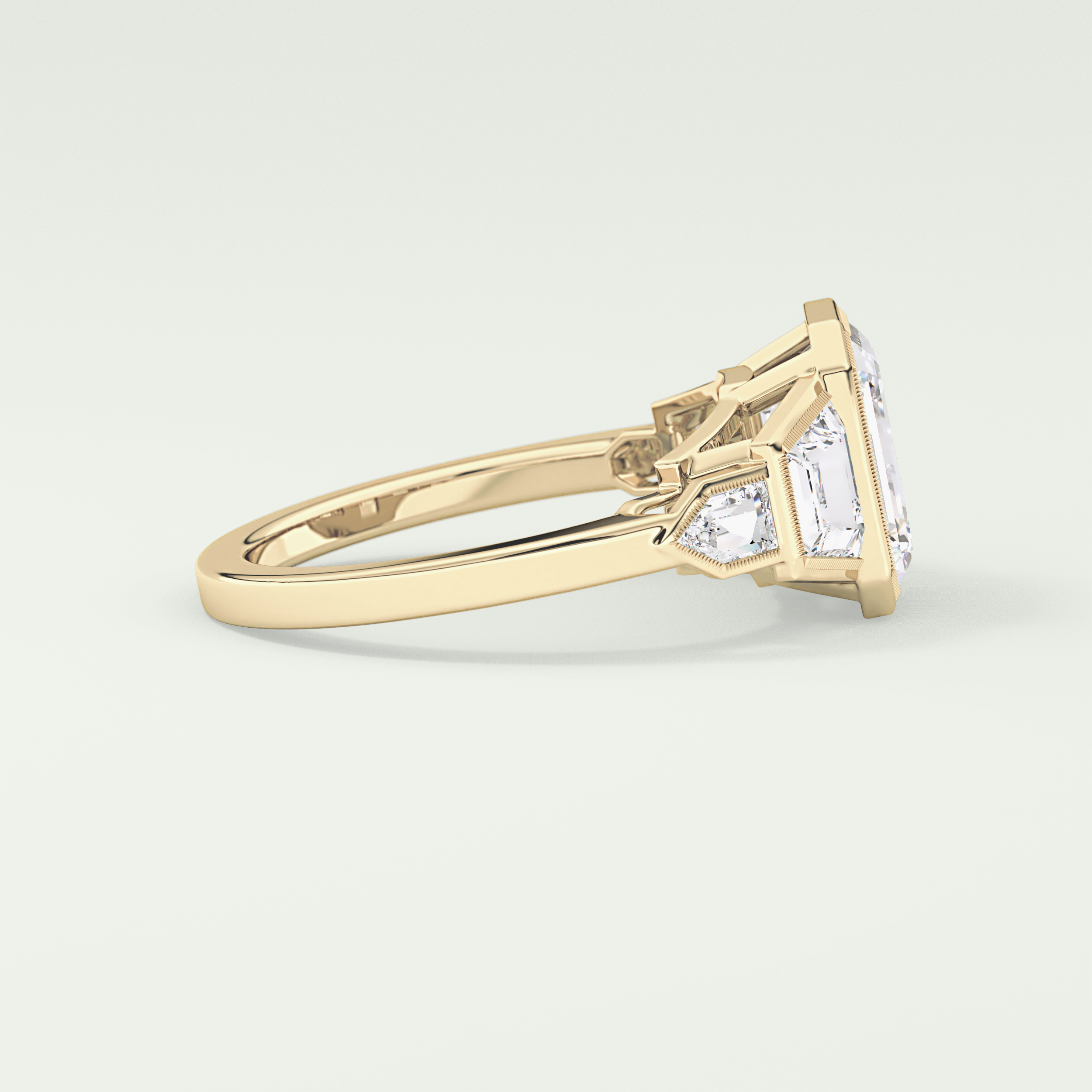2.0 CT Emerald Cut Cluster Style Moissanite Engagement Ring