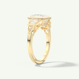 2.0 CT Emerald Cut Cluster Bezel Lab-Grown Diamond Engagement Ring