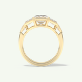 2.0 CT Emerald Cut Cluster Bezel Lab-Grown Diamond Engagement Ring