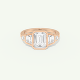 2.0 CT Emerald Cut Cluster Bezel Lab-Grown Diamond Engagement Ring