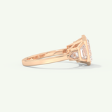 2.0 CT Emerald Cut Cluster Bezel Lab-Grown Diamond Engagement Ring