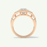 2.0 CT Emerald Cut Cluster Bezel Lab-Grown Diamond Engagement Ring