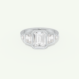 2.0 CT Emerald Cut Cluster Bezel Lab-Grown Diamond Engagement Ring