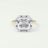 1.5 CT Asscher Cut Cathedral Style Moissanite Engagement Ring