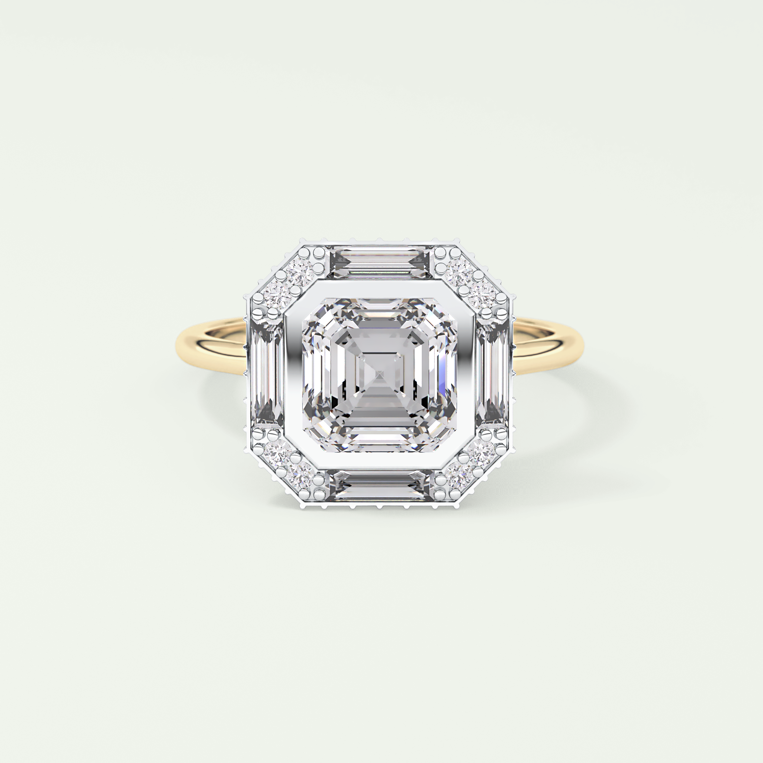 1.5 CT Asscher Cut Cathedral Style Moissanite Engagement Ring