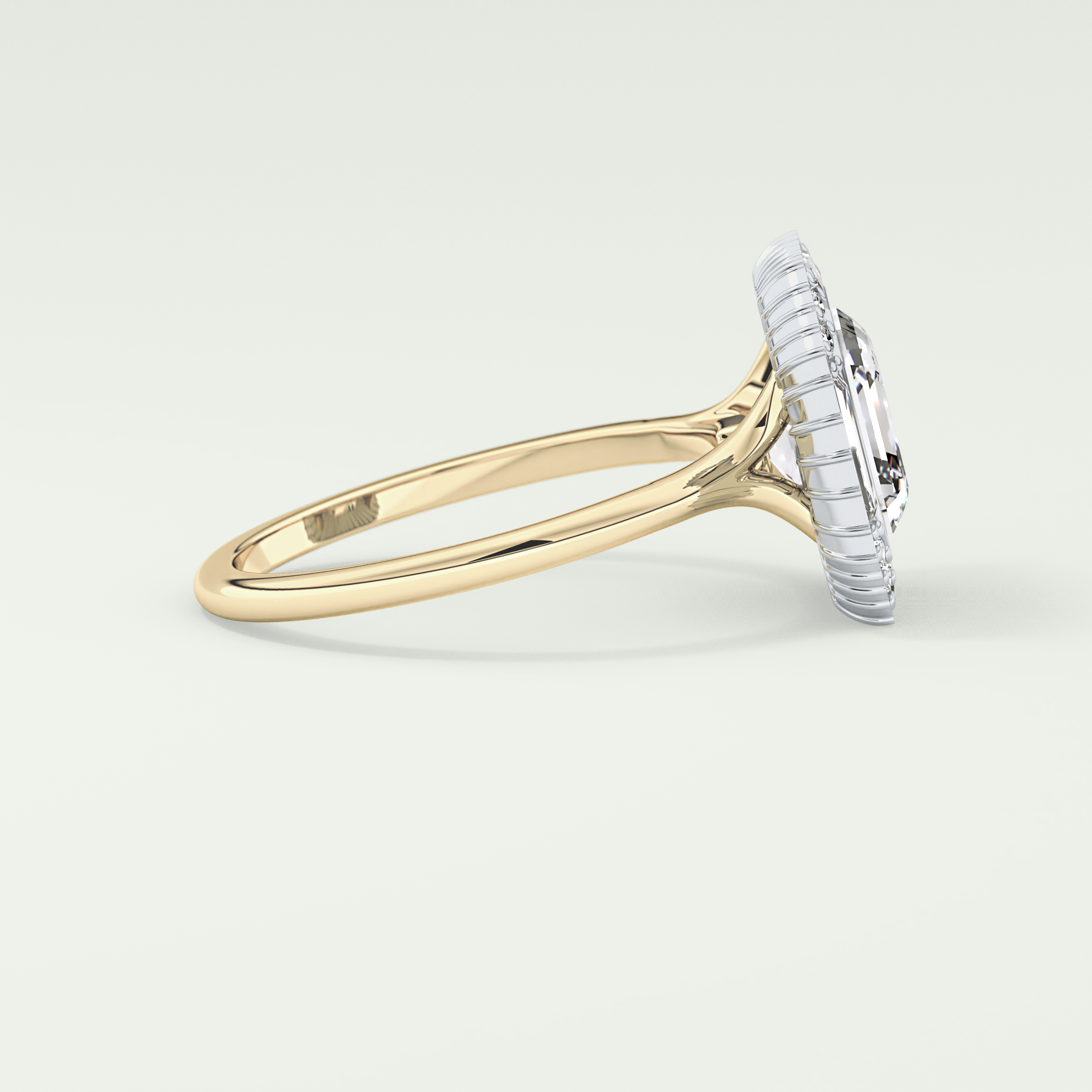 1.5 CT Asscher Cut Cathedral Style Moissanite Engagement Ring