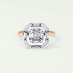 1.5 CT Asscher Cut Cathedral Style Moissanite Engagement Ring