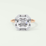 1.5 CT Asscher Cut Cathedral Style Moissanite Engagement Ring