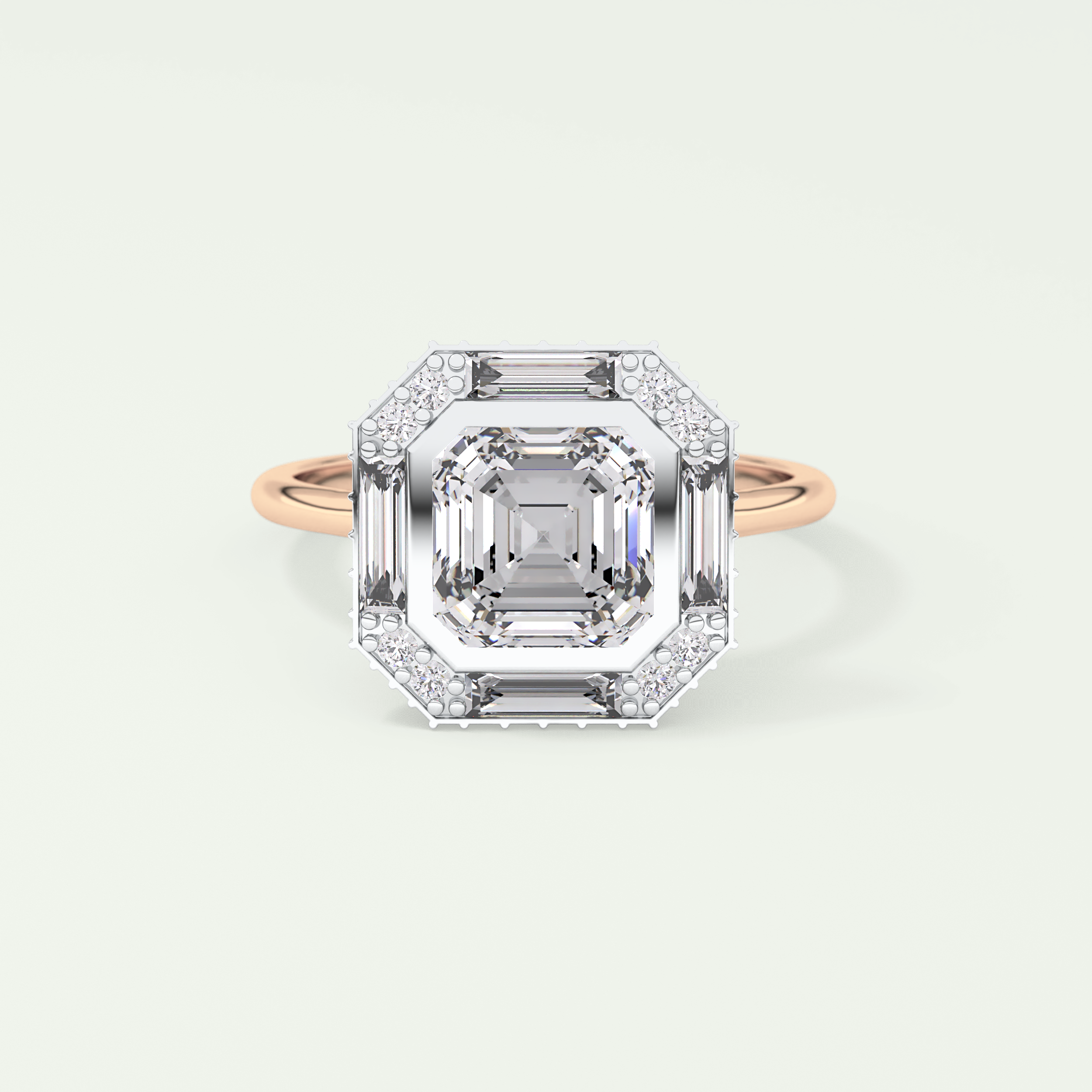 1.5 CT Asscher Cut Cathedral Style Moissanite Engagement Ring