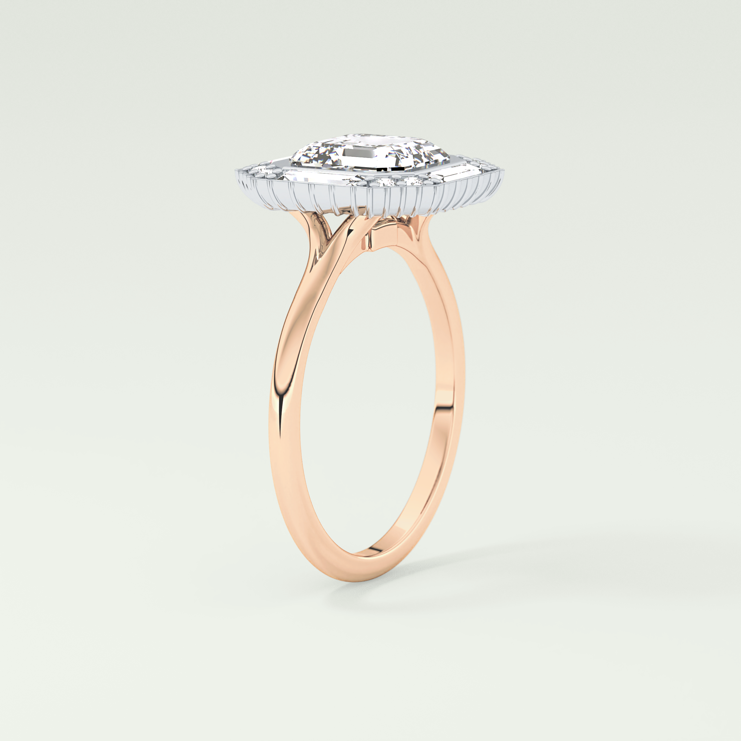 1.5 CT Asscher Cut Cathedral Style Moissanite Engagement Ring
