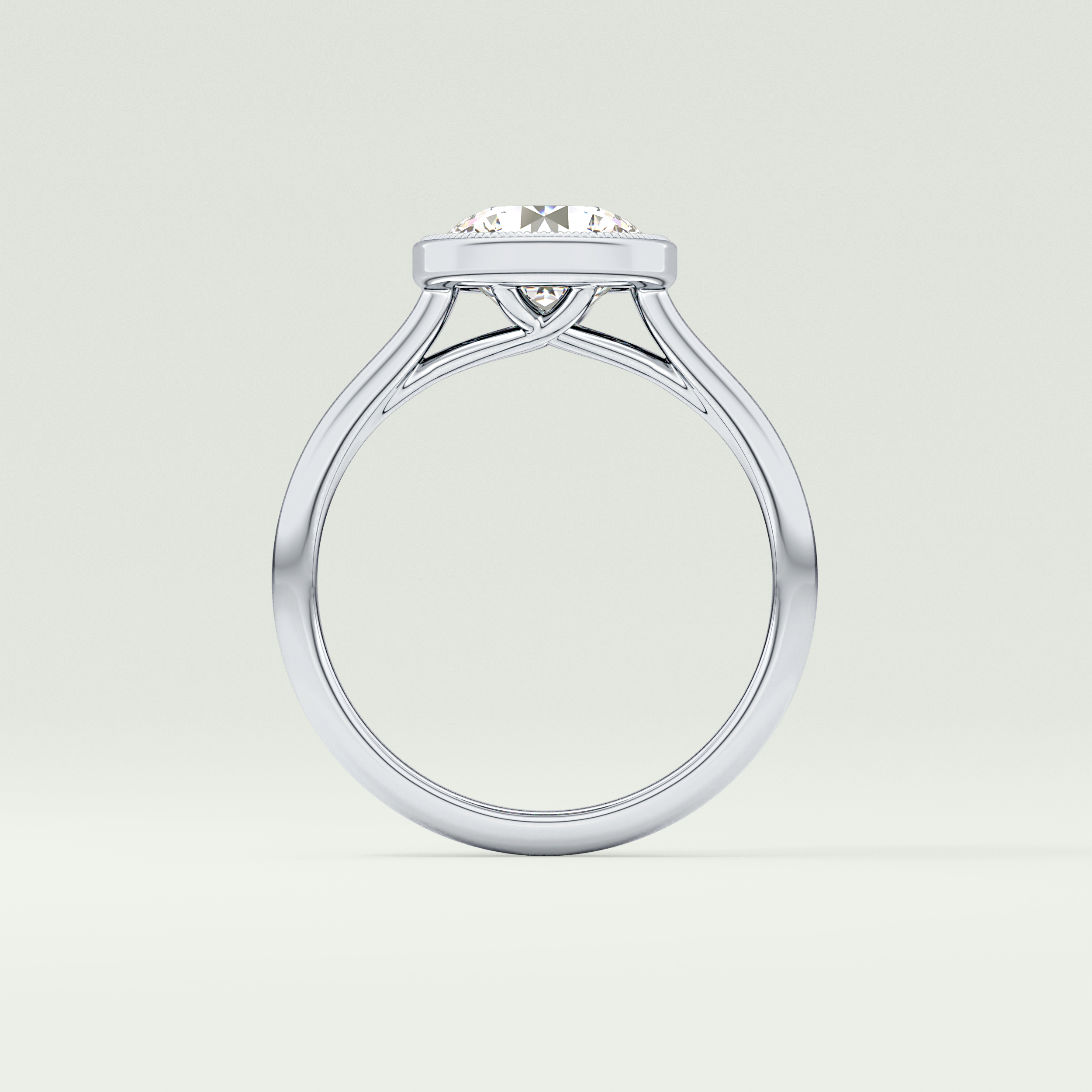 1.5 CT Round Cut Solitaire Bezel Style Lab-Grown Diamond Engagement Ring 14