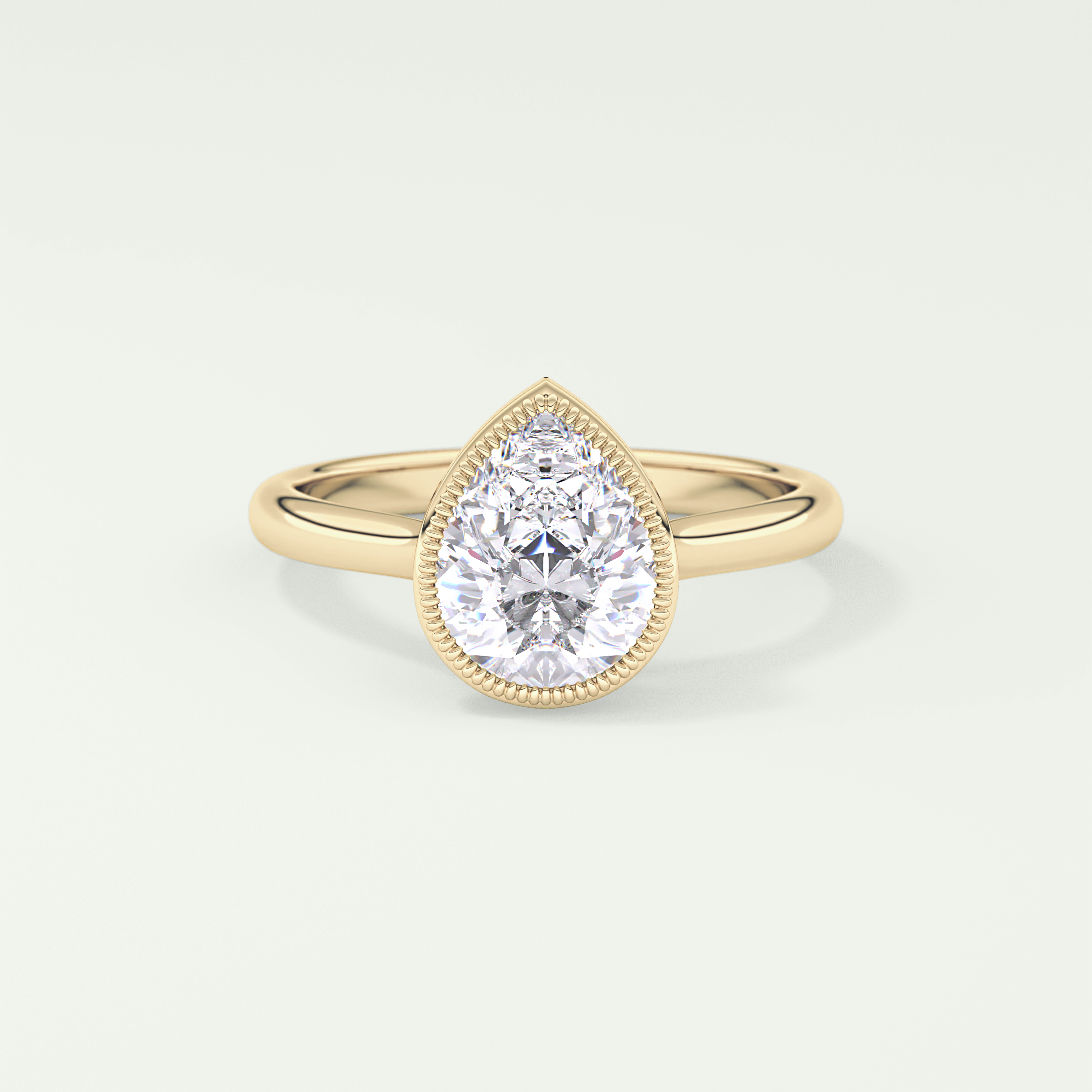1.5 CT Pear Cut Solitaire Bezel Style Lab-Grown Diamond Engagement Ring 1
