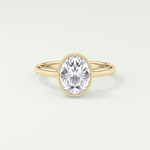 1.5 CT Oval Cut Bezel Solitaire Moissanite Engagement Ring 1