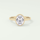 1.5 CT Oval Cut Bezel Solitaire Moissanite Engagement Ring 1