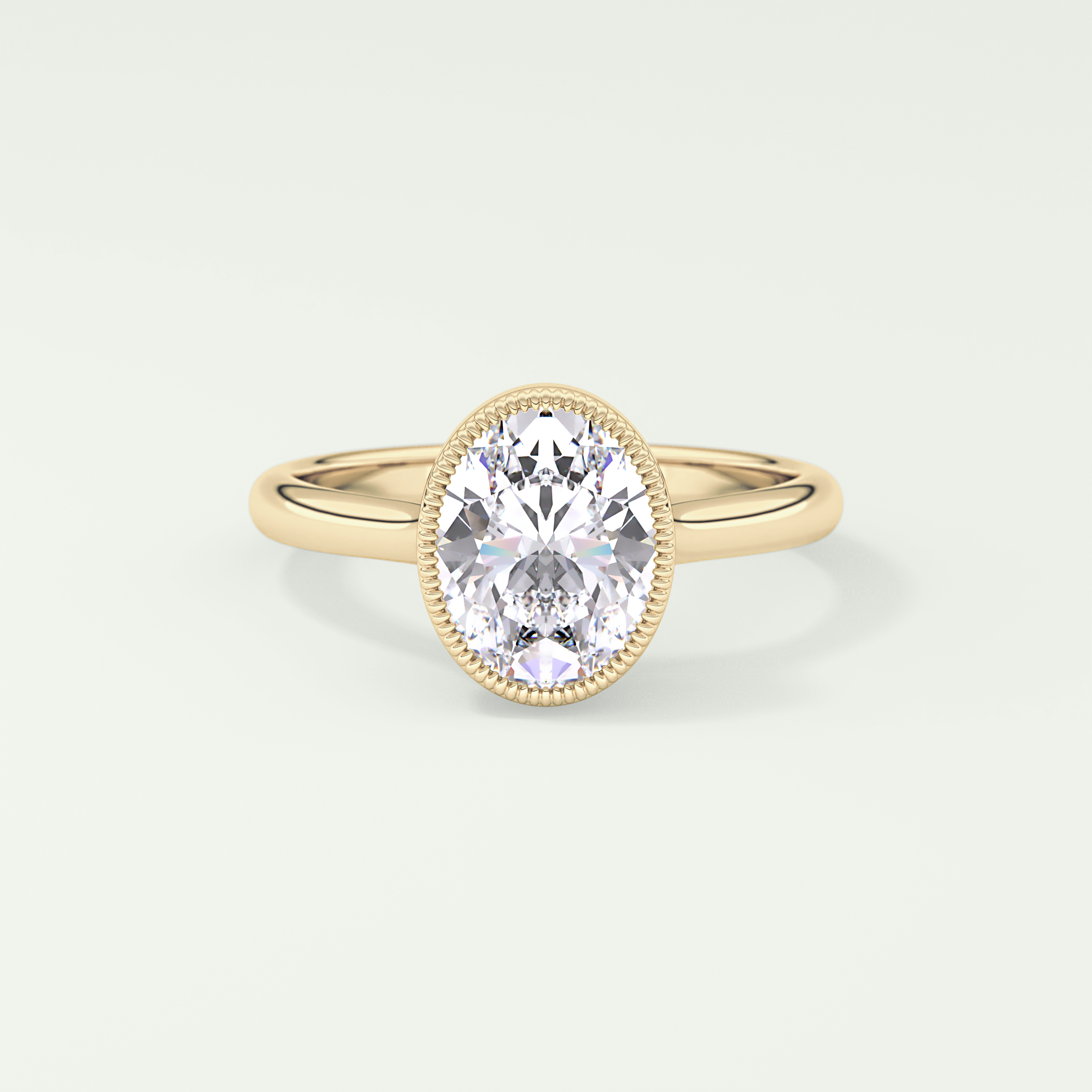 1.5 CT Oval Cut Bezel Solitaire Moissanite Engagement Ring 1