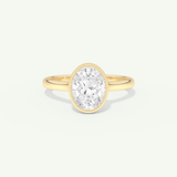 1.5 CT Oval Cut Bezel Lab-Grown Diamond Engagement Ring