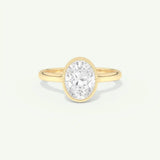 1.5 CT Oval Cut Bezel Lab-Grown Diamond Engagement Ring