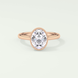1.5 CT Oval Cut Bezel Solitaire Moissanite Engagement Ring 7