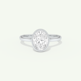 1.5 CT Oval Cut Bezel Lab-Grown Diamond Engagement Ring