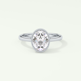 1.5 CT Oval Cut Bezel Solitaire Moissanite Engagement Ring 13