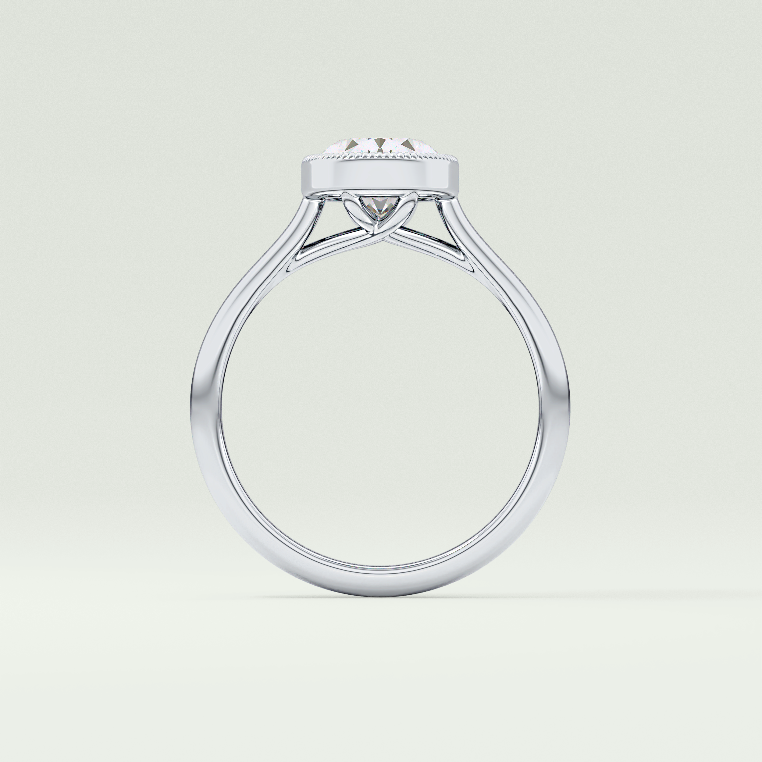 1.5 CT Oval Cut Bezel Solitaire Moissanite Engagement Ring 18