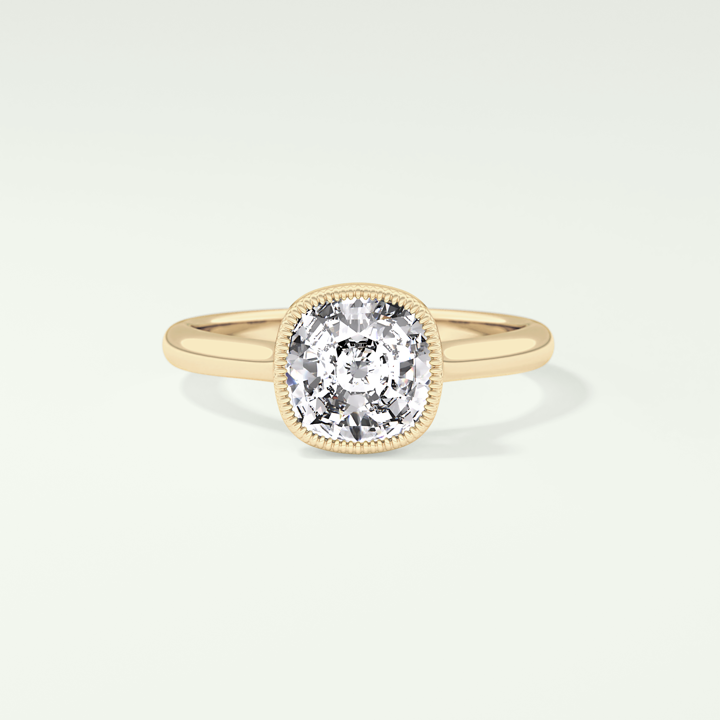 1.5 CT Cushion Cut Bezel Solitaire Moissanite Engagement Ring 1