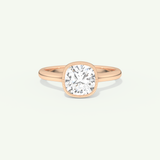 1.5 CT Cushion Cut Bezel Lab-Grown Diamond Engagement Ring
