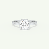 1.5 CT Cushion Cut Bezel Lab-Grown Diamond Engagement Ring