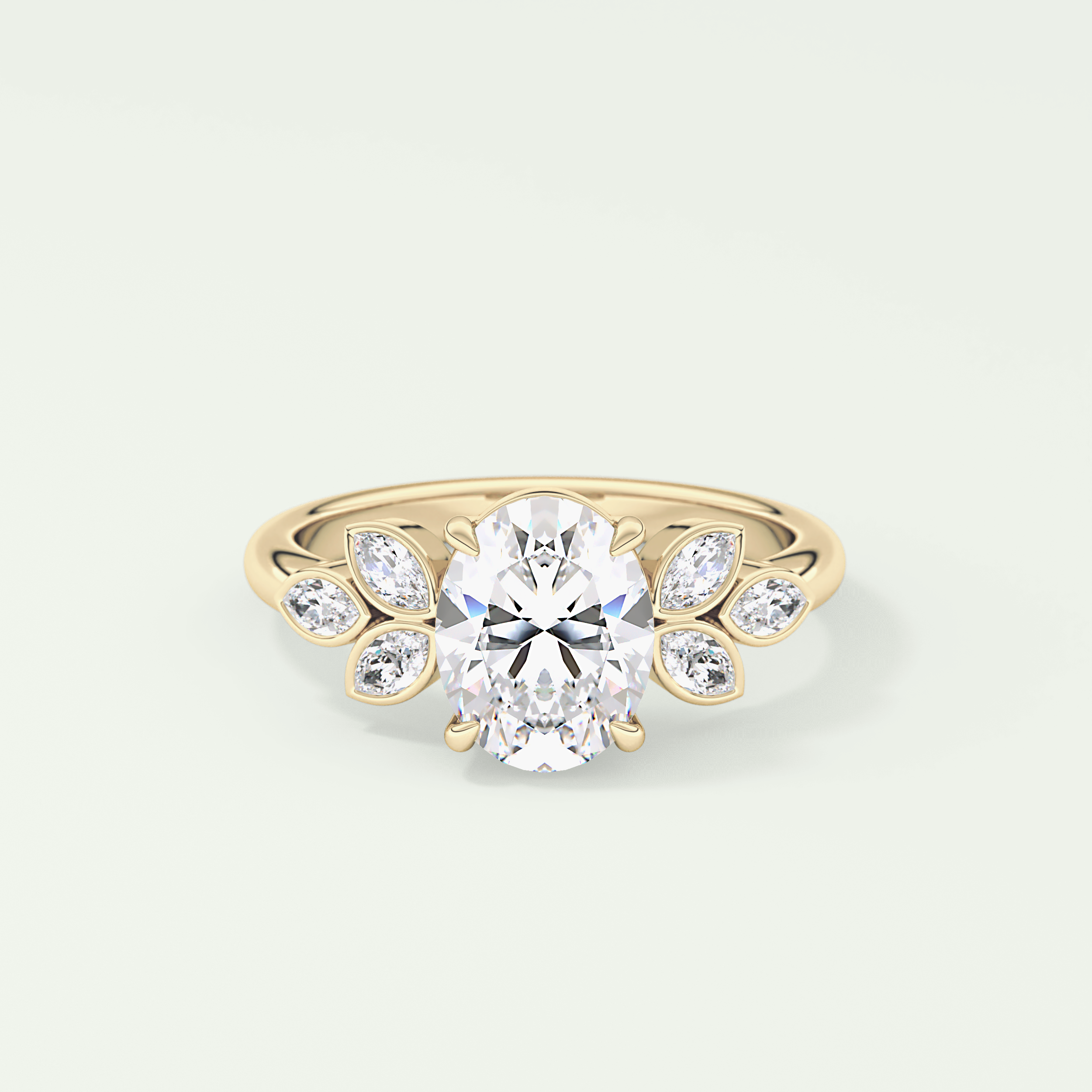 1.25 CT Oval Cut Cluster Style Lab-Grown Diamond Engagement Ring 1