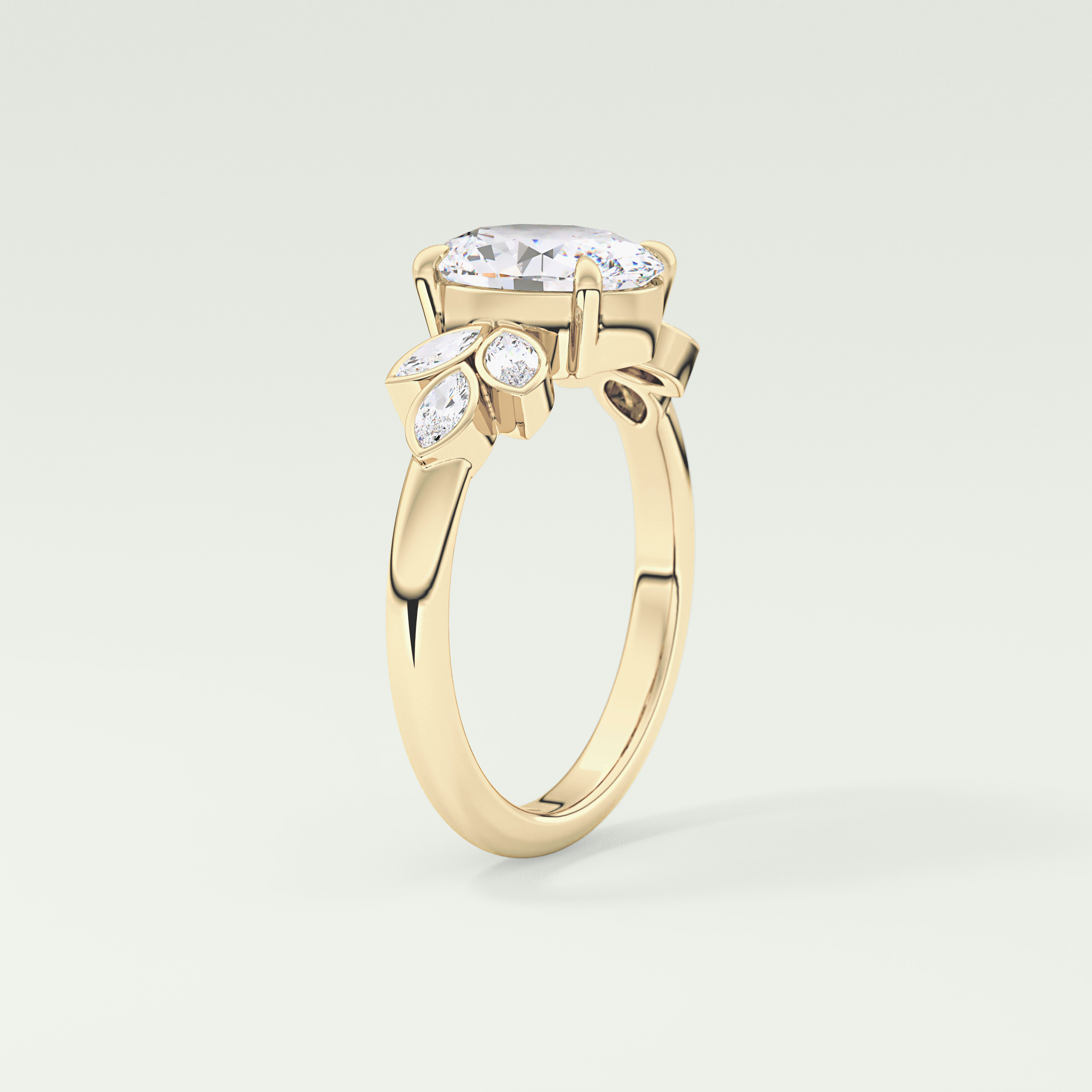 1.25 CT Oval Cut Cluster Style Lab-Grown Diamond Engagement Ring 5