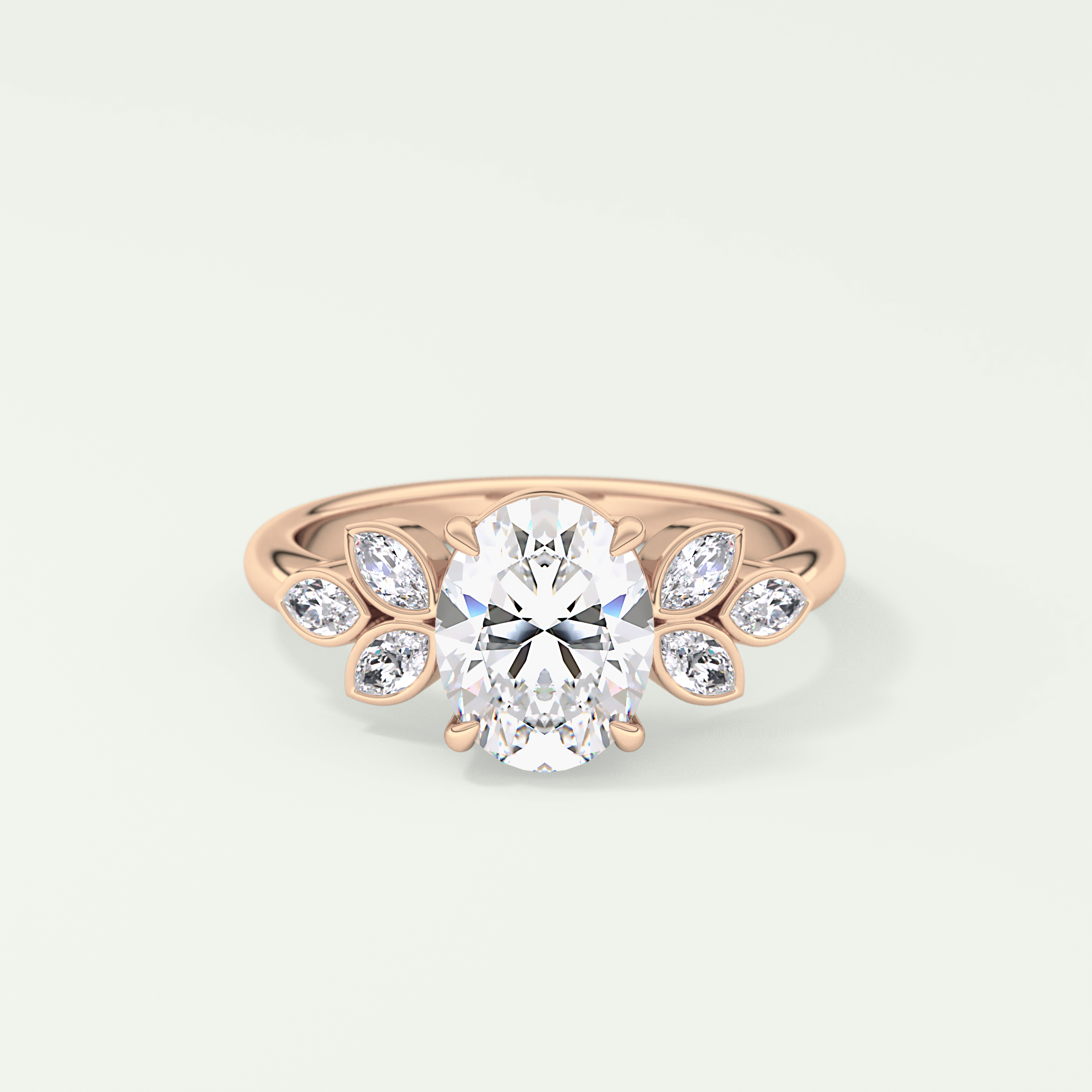 1.25 CT Oval Cut Cluster Style Lab-Grown Diamond Engagement Ring 7