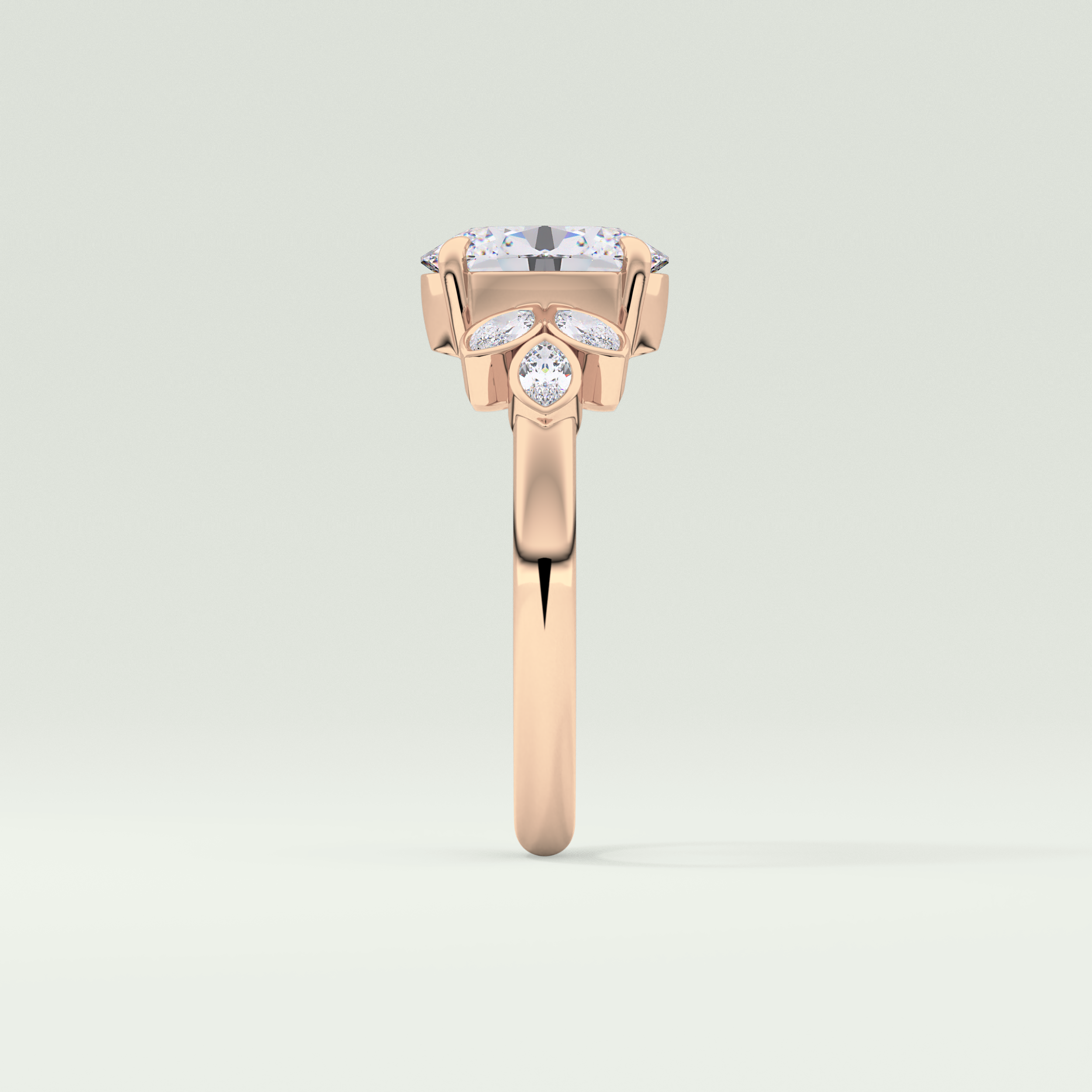 1.25 CT Oval Cut Cluster Style Lab-Grown Diamond Engagement Ring 10