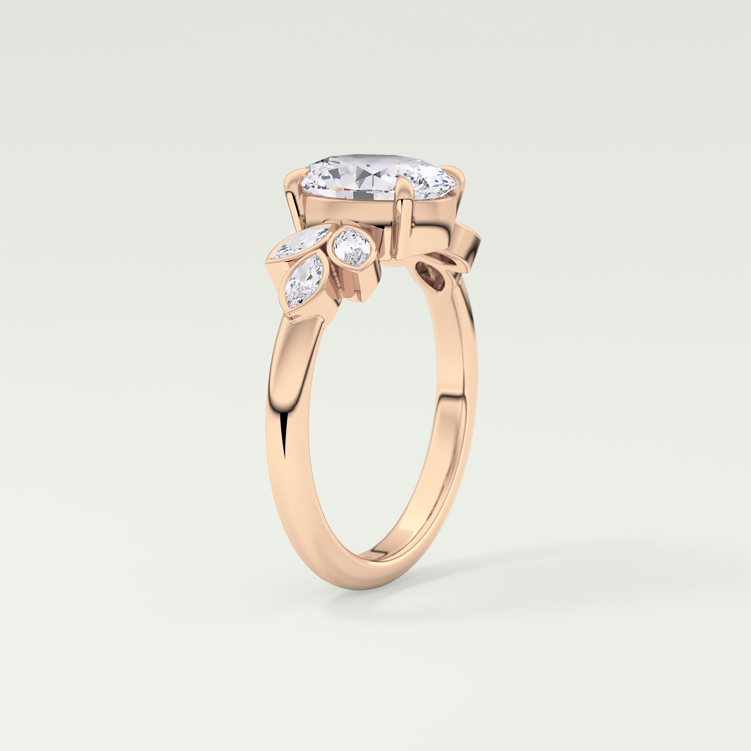1.25 CT Oval Cut Cluster Style Lab-Grown Diamond Engagement Ring 11