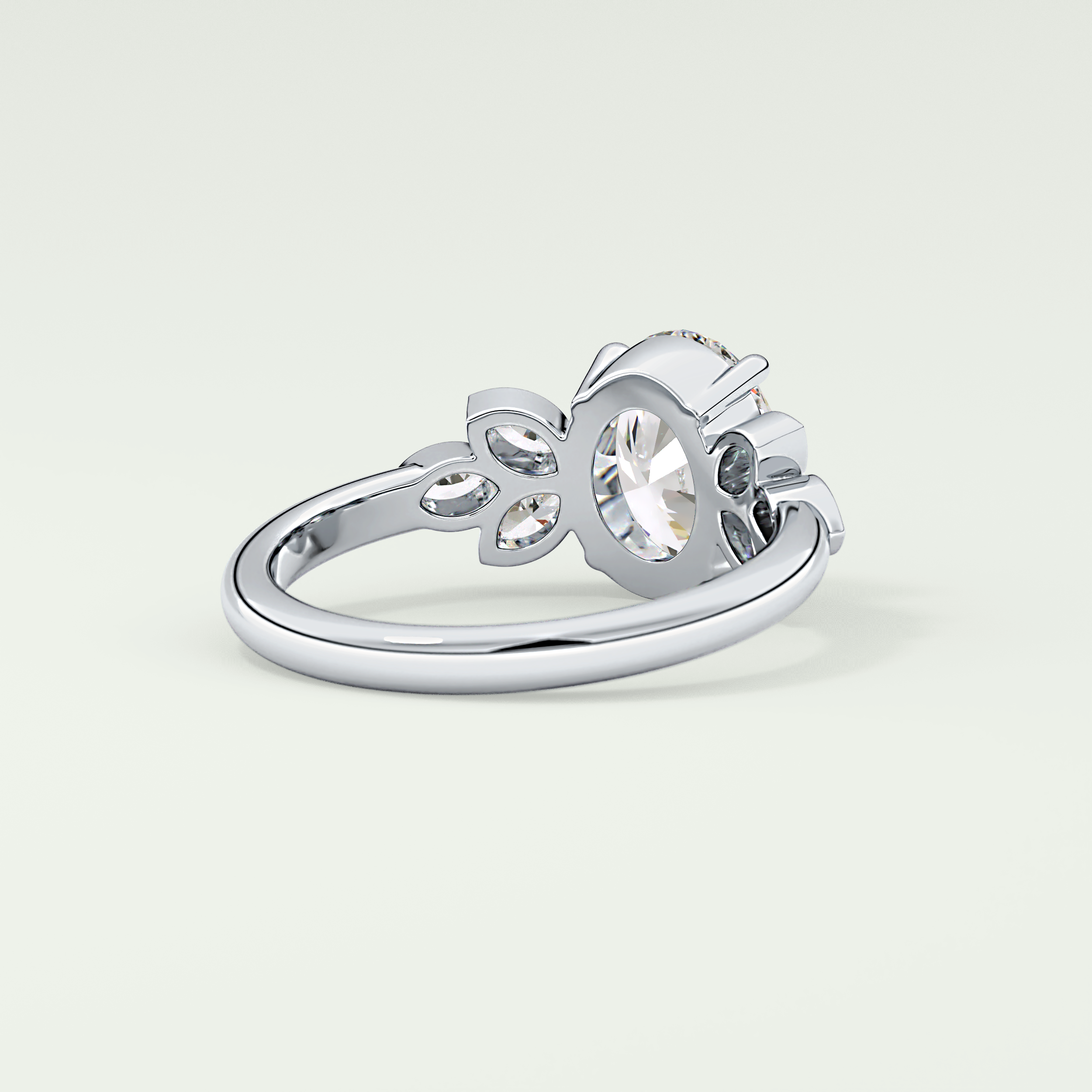 1.25 CT Oval Cut Cluster Style Lab-Grown Diamond Engagement Ring 14