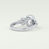 1.25 CT Oval Cut Cluster Style Moissanite Engagement Ring 14
