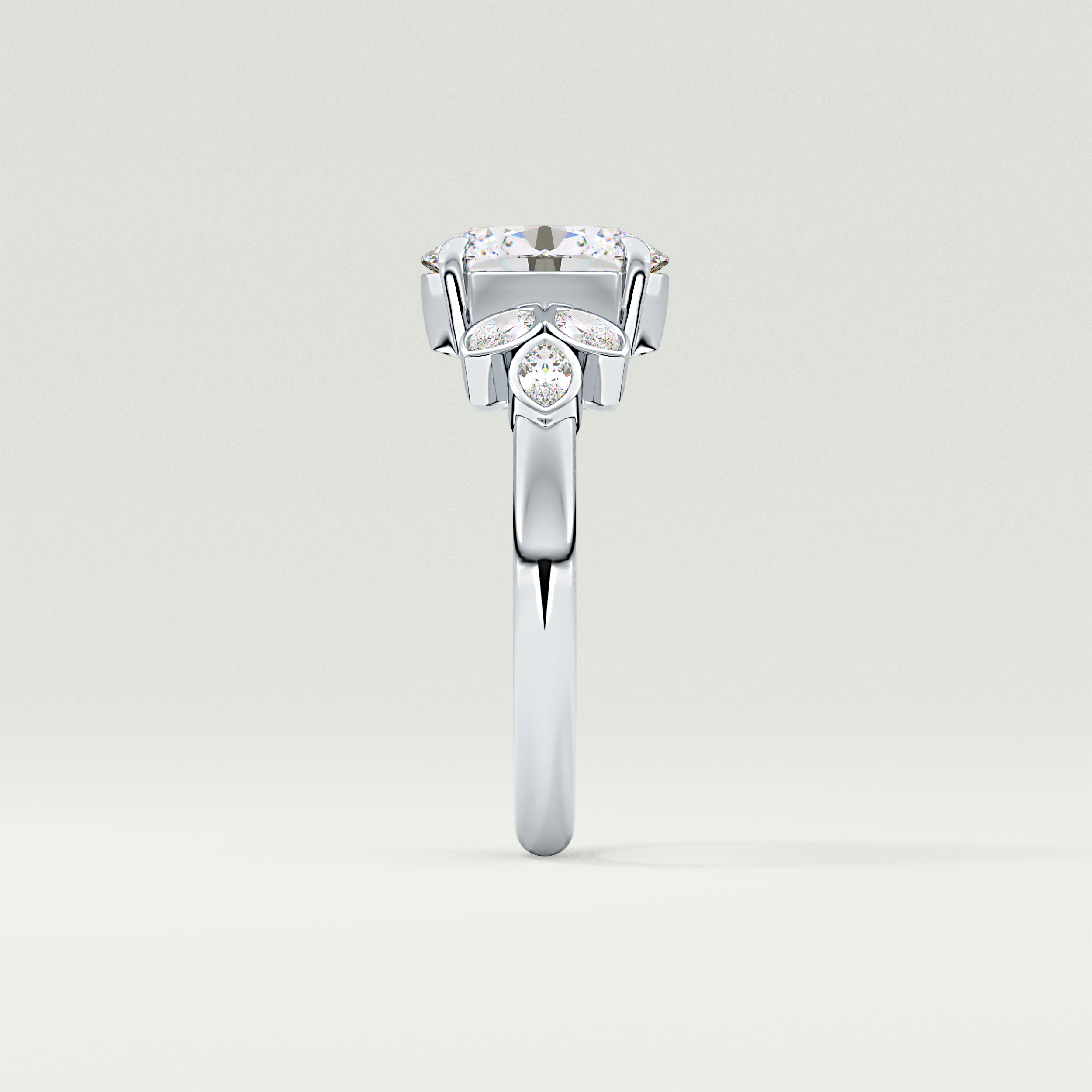 1.25 CT Oval Cut Cluster Style Lab-Grown Diamond Engagement Ring 16